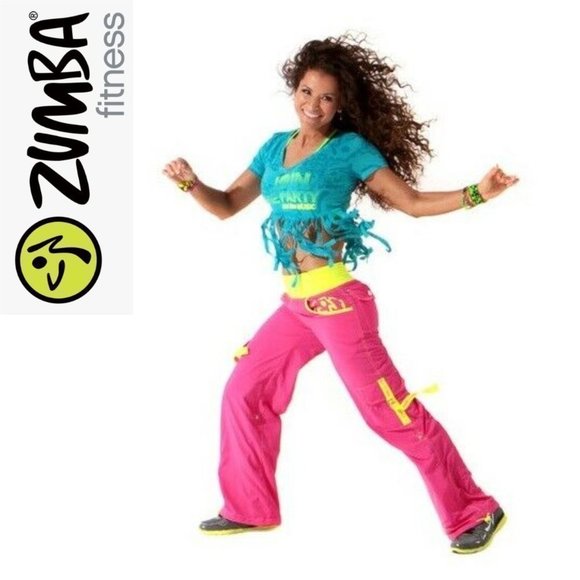 NWT Zumba Fitness Blue Tie-Dye Fringe Tee - Picture 2 of 5